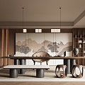 New Chinese Style Song Style Style Tea Room Study 3d model