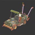 Green And Orange Military Style Toy Car With Roof Structure And Long Pole