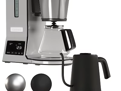 Modern Household Coffee Maker And Electric Kettle Featuring Stainless Steel Design And Digital 3d model