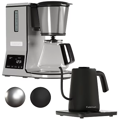 Modern Household Coffee Maker And Electric Kettle Featuring Stainless Steel Design And Digital 3d model