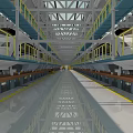 Modern Factory Production Line With Large Equipment Metal Structure Roof And Yellow Railings
