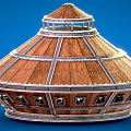 Dome Shaped Wooden Siege Tower With Metal Frame And Small Windows
