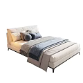 Modern Single Bed Interior Design With Cozy Pillows Soft Bedspread And Beige Frame