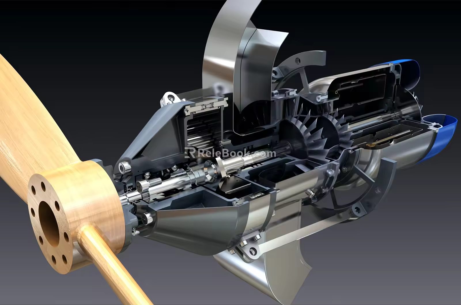 modern engine turbofan propeller engine 3d model