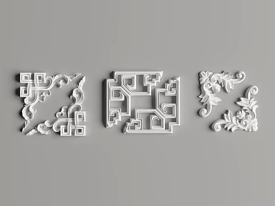 Intricate Carved Decorative Patterns With Floral And Geometric Designs For Interior Decoration 3d model