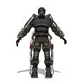 Game Movie Character in Metallic Full Body Armor with Mechanical Structures and Chains