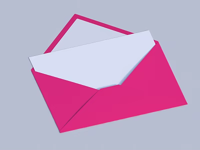 Stylish Open Pink Envelope With White Paper Inside Decorative Ornament Set 3d model