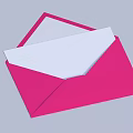 Stylish Open Pink Envelope With White Paper Inside Decorative Ornament Set 3d model