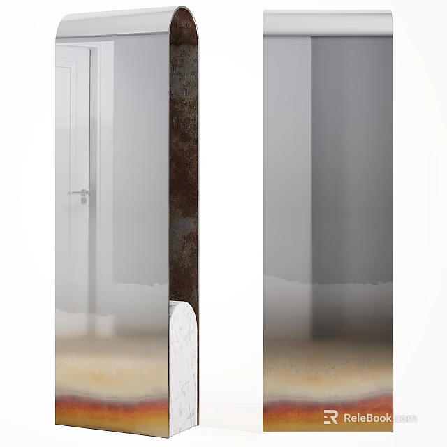 Modern Indoor Frosted Glass Mirror With Door Frame And Floor Surface 3d model 