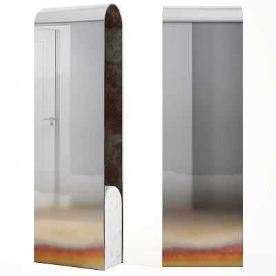 Modern Indoor Frosted Glass Mirror With Door Frame And Floor Surface 3d model