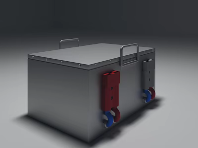 Heavy Duty Industrial Equipment Metal Enclosure With Handles Red Gray Components And Wheels 3d model