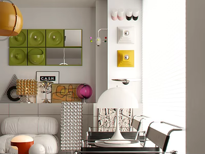 Modern Living Room Sofa Coffee Table Set With Green Wall Decor And White Lighting Fixtures 3d model