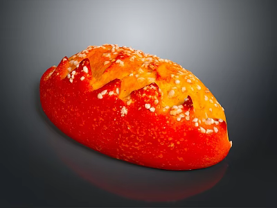 Appetizing Red Sesame Seed Bread With Golden Crust And Decorative Slits 3d model