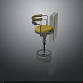 Stylish Bar Stool With Yellow Cushion Metal Frame And Adjustable Armrests