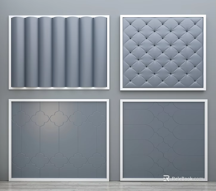 Soft Upholstered Panels Featuring Various Textured Patterns Vertical Stripes Diamond Tufted And Wavy Designs 3d model