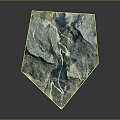 3D Terrain Model of Mountainous Landscape With River Roads and Yellow Marker