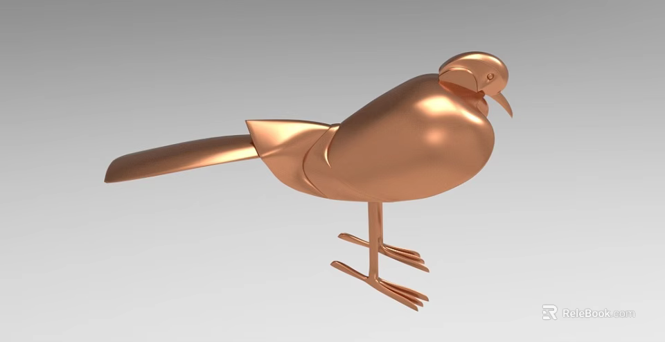 Modern Copper Bird Shaped Decorative Ornament Set For Home Decor 3d model
