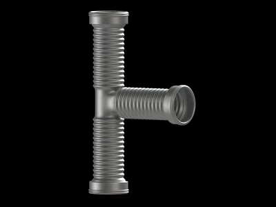 T Shaped Industrial Metal Pipe With Corrugated Surface And Durable Structure 3d model