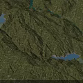 Natural Mountainous Landscape With Green Vegetation Winding River And Blue Lakes