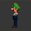 Green Hat Blue Overalls Game Character With Outstretched Arms And Brown Shoes