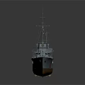 Detailed Warship Model Watercraft With Smokestacks Masts And Number 76