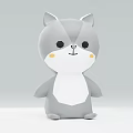 Cute Black And White Cat Shaped Plush Doll With Orange Cheeks And Cartoon Design