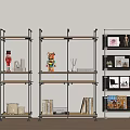 Modern Storage Rack Metal Storage Rack Optical Axis Bookshelf Decorative Rack Side Cabinet 3d model