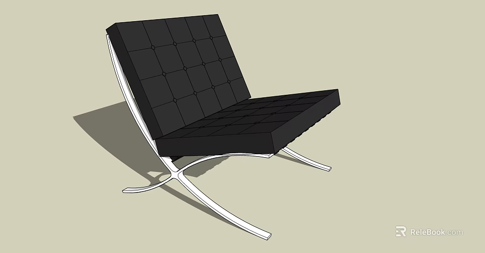 Modern Black Grid Pattern Office Chair With Seat Backrest And Silver Metal Frame 3d model 