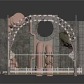 Industrial Style Mechanical Equipment With Arched Structure Metal Pipes And Gear Decorations