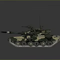 Detailed Military Tank Featuring Camouflage Paint Tracks Turret And Gun Barrel