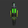 Futuristic Sci Fi Weapon With Mechanical Design Green Transparent Components And Yellow Structural Elements 3d model