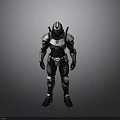 Futuristic Sci Fi Combat Armor 3D Model With Metallic Plates And Helmet