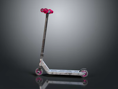 Pink Handlebars with Pink Wheels and Silver Body Scooter Outdoor Sports Equipment 3d model