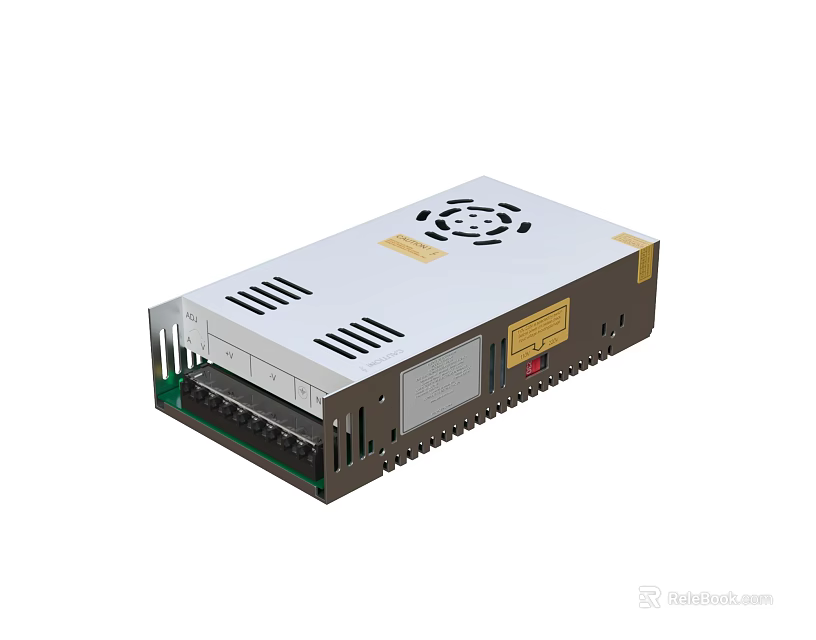 Industrial Grade Power Supply Device with Metal Casing Cooling Fan and Multiple Output Ports 3d model 