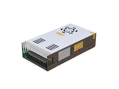 Industrial Grade Power Supply Device with Metal Casing Cooling Fan and Multiple Output Ports 3d model