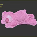 Cute Pink Soft Plush Bear Doll With Flower Headband Lying On Reflective Surface