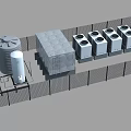 Industrial Equipment Facility With Cooling Towers Water Storage Tanks And Units