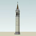 Tall Classical Clock Tower With Stone Brick Structure Spire And Clock Faces