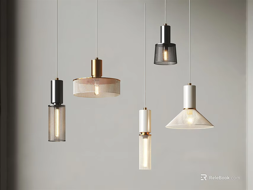 Modern Pendant Lights With Various Unique Contemporary Design Styles Hanging 3d model 