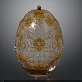 Ornate Decorative Egg With Gold Silver Floral Patterns And Pink Base Top Ornament