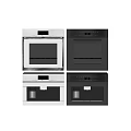 Modern Built-in Kitchen Appliances Featuring Oven and Coffee Machine in White Black