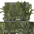 Lush Plants In Decorative Greenery Wall Design 3d model
