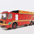 Red Houston Valley Fire Rescue Truck With Yellow Stripes And Emergency Equipment