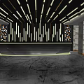 Modern Hotel Lobby Interior With Ceiling Lights Reception Desk And Marble Floor 3d model