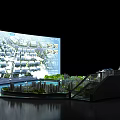 Interactive Commercial Equipment With Curved Screen 3D Model Green Areas And Water