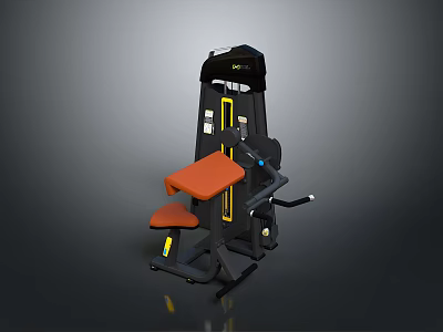 Black And Orange Seated Fitness Training Machine With Adjustable Seat And Armrest 3d model