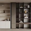 Modern Bookcase Interior Design With Multiple Shelves Decorative Vases Books And Lattice Panels