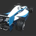 Blue And White Formula Race Car Featuring Spirit Logo And Aerodynamic Design
