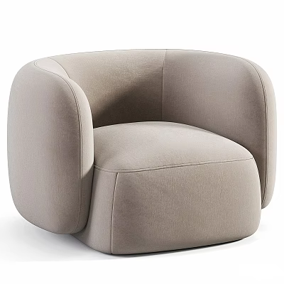Modern Single Sofa With Light Beige Fabric Upholstery Rounded Design And Comfortable Seating 3d model