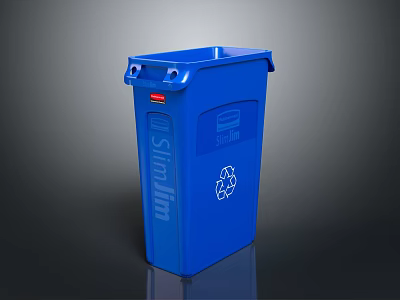 High Quality Blue Recycling Trash Can With Secure Lid And Recycling Symbol Design 3d model
